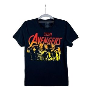 MARVEL'S BLACK T-SHIRT Black Widow, Ironman, Thor, Captain America Boys Sz Small